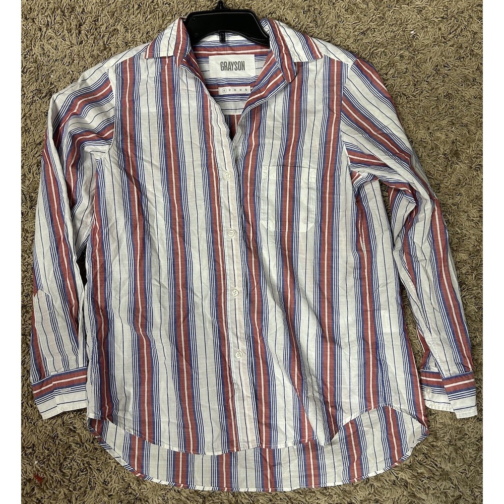 Grayson The Hero Womens Sz 1 (S) Red Long Sleeve Button Down Collared Shirt Top